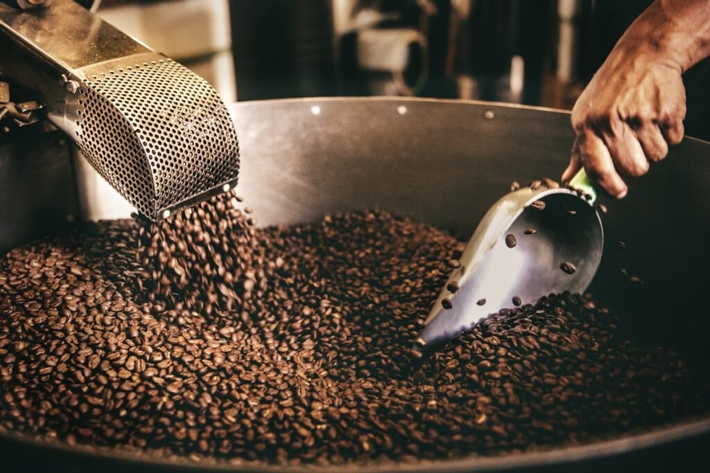 Coffee roasting equipment in a production setting