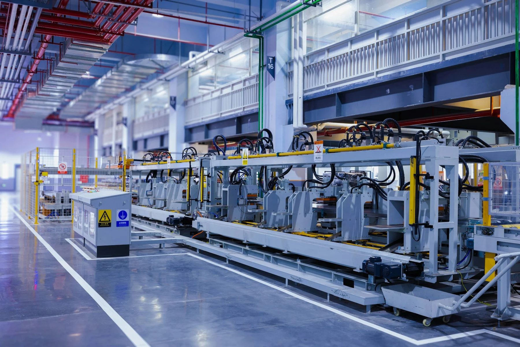 Automated metal forming equipment on a factory production line
